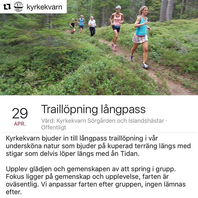#Repost @kyrkekvarn with @repostapp
・・・
Road av trailrunning och löpning? Kom och upptäck den fina och varierade naturen som Kyrkekvarn erbjuder i sina omgivningar. Passet leds av löpkunnige @ultraduck

Surfa in på Kyrkekvarns Facebook-sida (sökfras Kyrkekvarn Sörgården & Islandshästar) redan idag för mer information, där detta finns som evenemang. Direktlänk: https://www.facebook.com/events/301924680239261??ti=ia